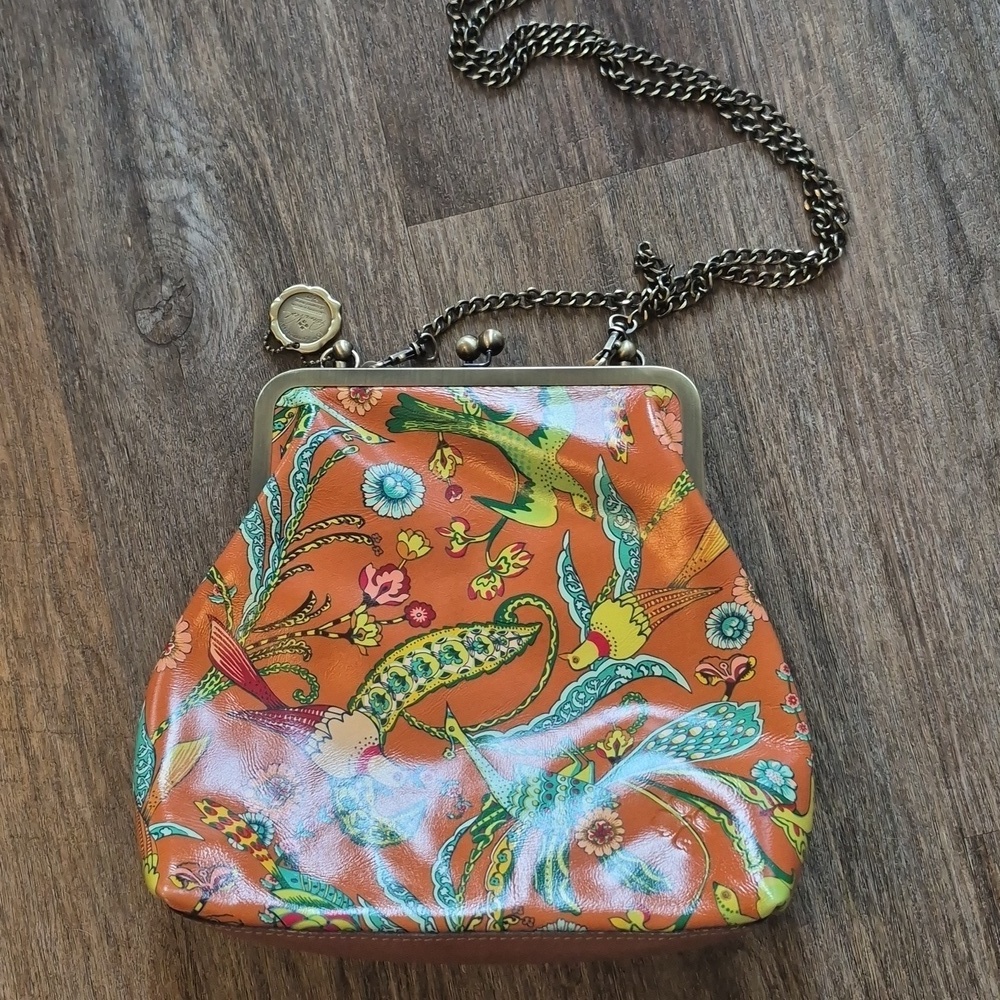 NWT Patricia Nash 10th Anniv. Frame Bag Birds of Paradise Koi Orange Satchel - Picture 4 of 9